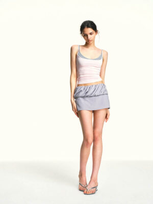 Ruched Fold-Over Mini Skirt