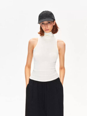 Premium Wool-Touch Mock Neck Tank Top