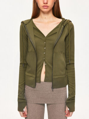 Olive Green Slim Fit Cardigan Sport Jacket
